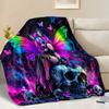 1pc Fluffy Blanket, Fantasy Butterfly Queen, Skull Print Throw Blanket, Fantasy Boho Comfortable Soft Bedding Bed Blanket, King Queen Style