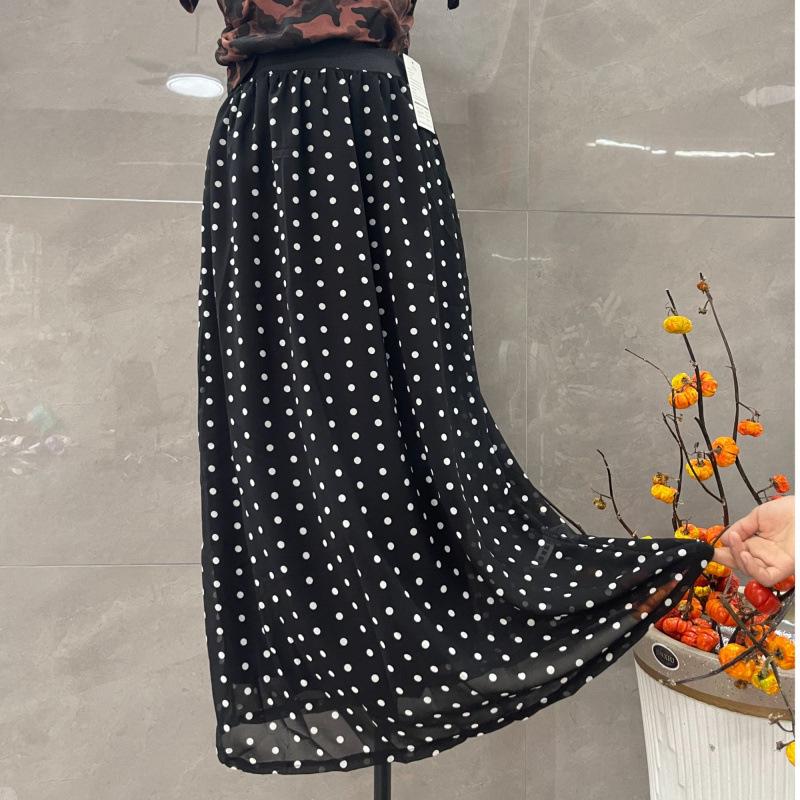 Spring 2025 Women's French Polka Dot High Waist A-line Skirt