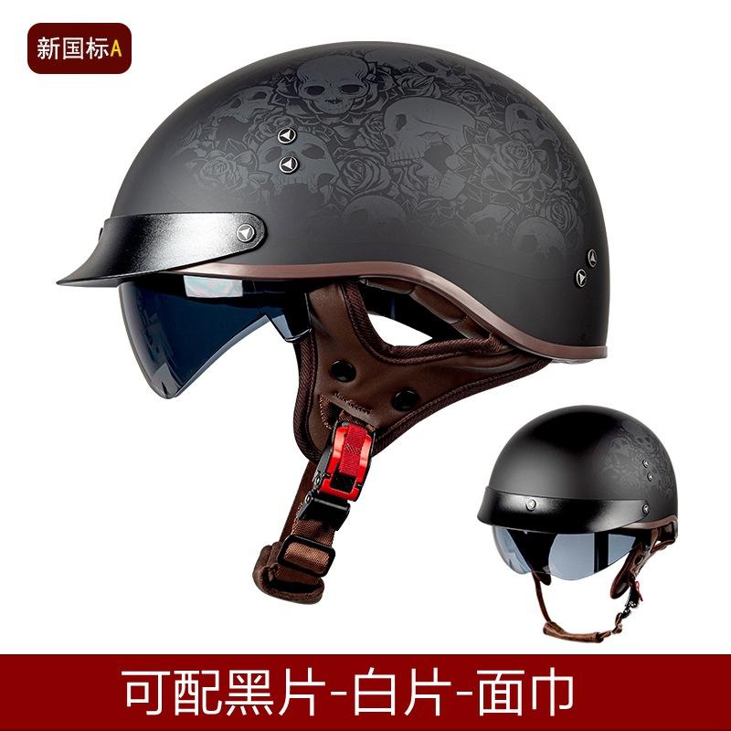 Motorcycle Helmet Retro Half Helmet Unisex Four Seasons Cycling Safety Helmet Cool