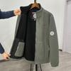 Mens Thick Fleece Lined Winter Jacket With Stand Collar Multiple Pockets Loose Fit Warm Outerwear Cold Weather