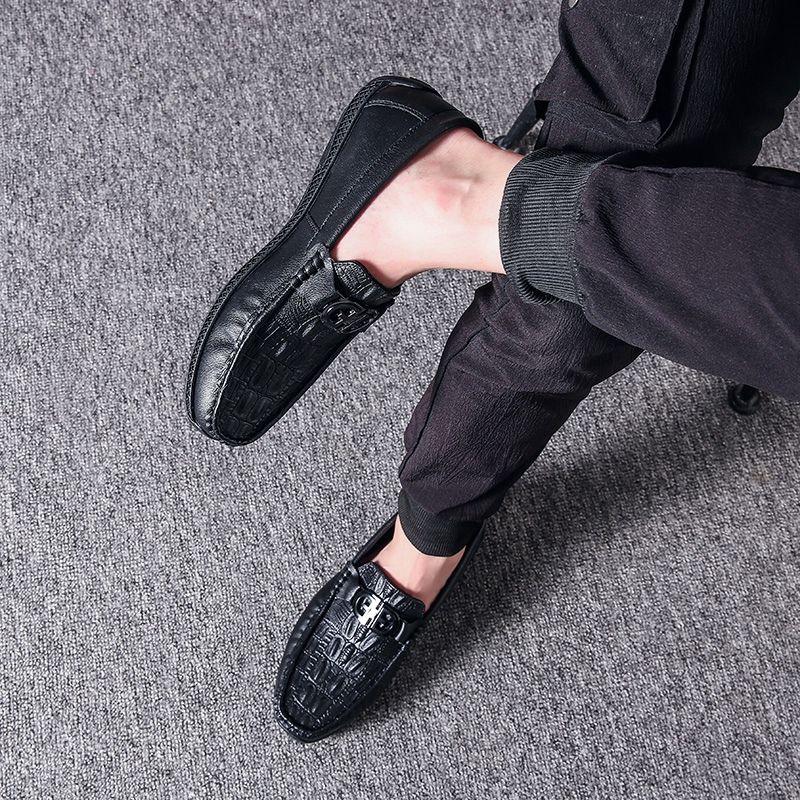 Loafers Dress Shoes Soft Round Toe Formal Animal Print Business Moccasin Flat Leather Men Social Retro Size 45 Man Casual Shoe