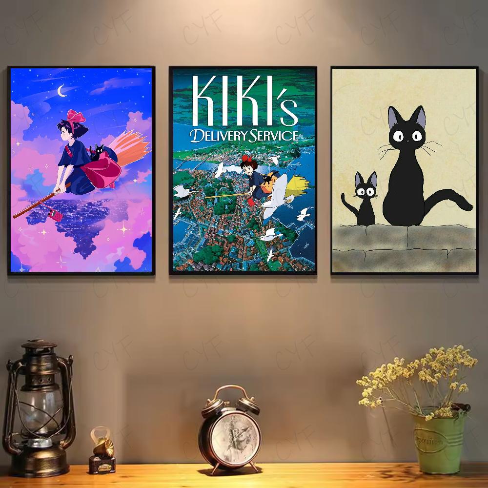 K-Kikis D-Delivery S-Service Anime-Poster, HD-Kunst, klebrige Wand, wasserdicht, für Zuhause, Wohnzimmer, Schlafzimmer, Bar, ästhetische Dekoration