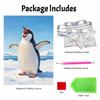 Sparkling Pearl Painting on Stretched Frame Cute Penguin Design DIY Bead Art Canvas Relaxing Hobby Gift for Craft Lovers Creative Decor