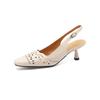 Fashion New Summer Sandals Genuine Leather Shoes for Women Fashion Hollow Out Square Toe Shoes Women High Heel Ladies Shoes Zaptos Mujer