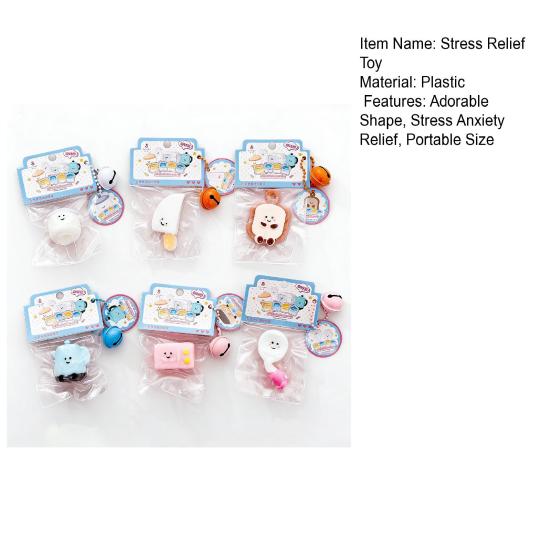 Cartoon Stationery Squeeze Toy with Bell Ball Chain Stress Relief Slow Rising Kitchenware Sensory Fidget Toy Decompression Tools