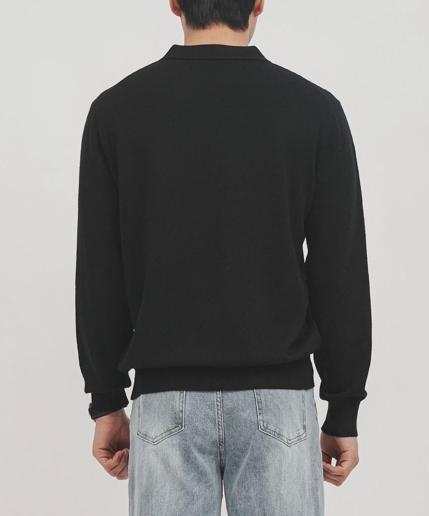 Gold Percent Viscose Soft Cozy Collar Knit (Black, Men)