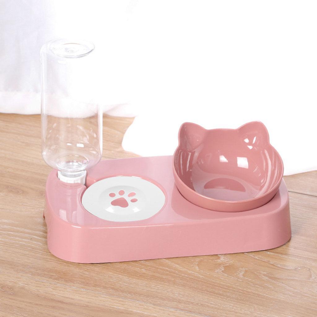 Premium Cat Bowls, Separated Pet Feeder with 2 Bowls, Small dog Bowls Water Food Feeding Bowl with 15° Tilted Bracket Bowls