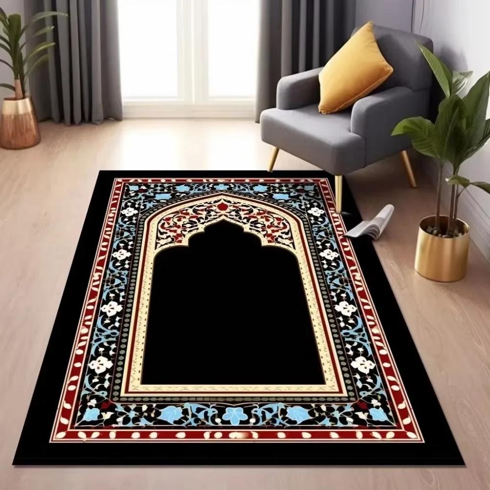 Luxury Prayer Mat for Living Room and Bedroom Soft Non Slip Floor Carpet Comfortable Islamic Prayer Rug with Elegant Design