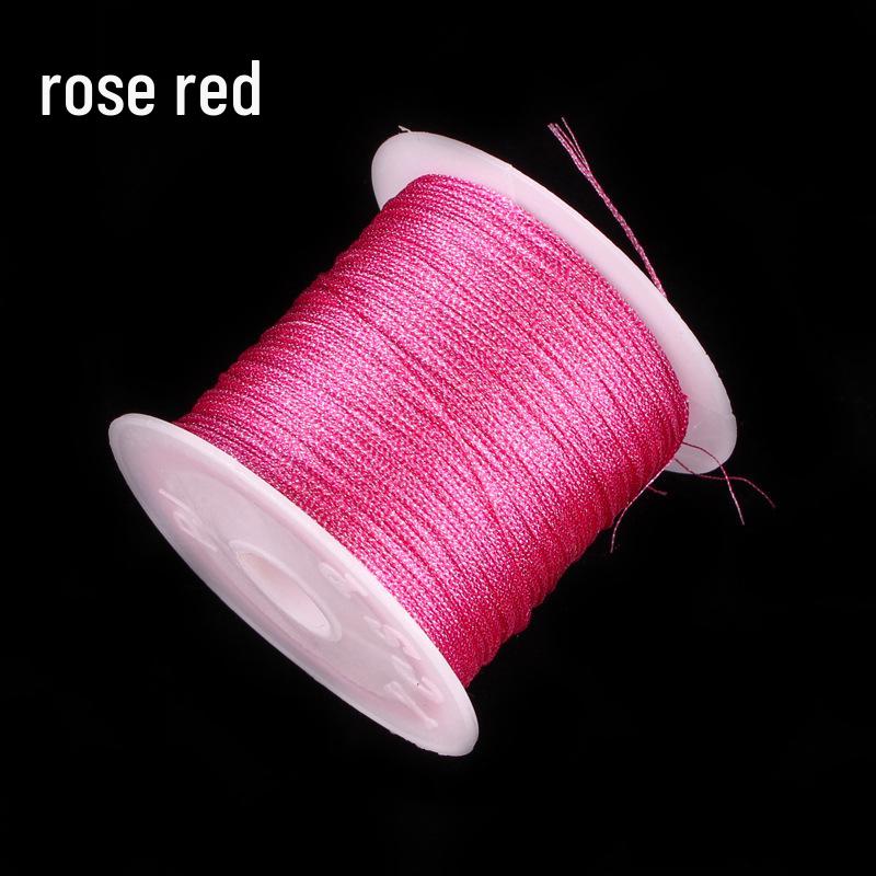 Handmade Red Lanyard Bracelet with Gold Iridescent Gimp Thread