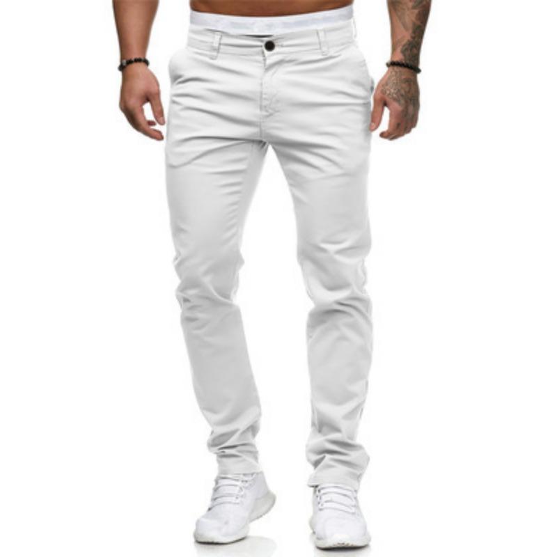 Men European Style Solid Color Loose Casual Long Trousers