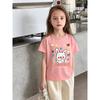 27Home Korean Brand Children's Clothing Summer Style Girls' Pure Cotton Short-Sleeved T-Shirt Cartoon Rabbit Print Kidsren's Clothing