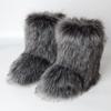 Flat heel high top warm winter furry boots deep mouth round head medium tube imitation fox fur snow boots women