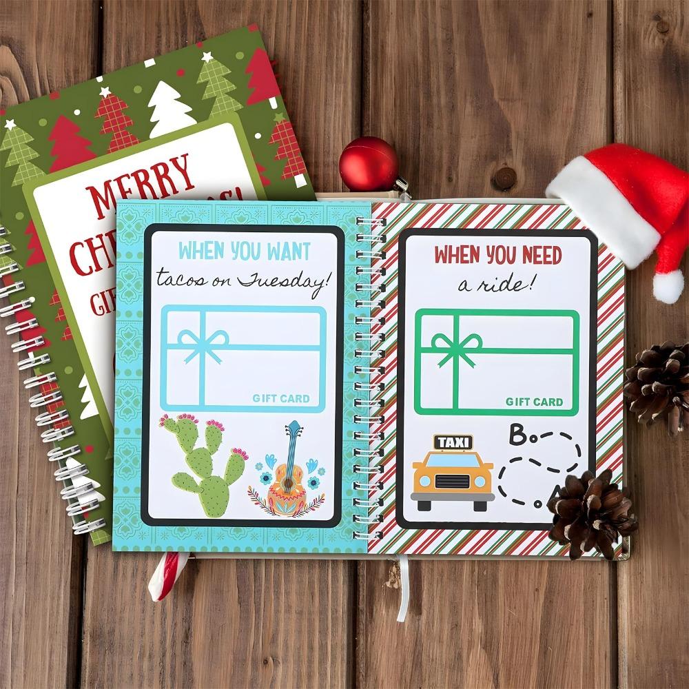 Spiral-Bound Christmas Gift Card Book Multicolor Paper Merry Christmas Card Book DIY Christmas Gifts For Teenagers