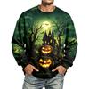 Men's Halloween Print Neck Long Sleeve Sweatshirt Casual Pullover Top