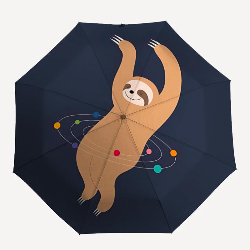 1pc Sloth Universe Automatic Folding Umbrella - Compact 8-Rib Design, Durable Plastic & Iron, Lightweight for Outdoor Daily Use049