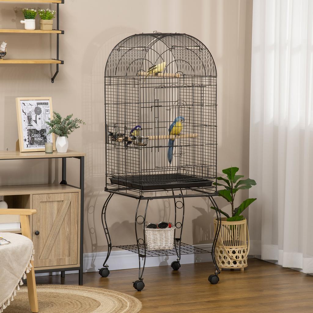 1.53 M Bird Cage Pet Viary Feeding Stand With Wheels Perch