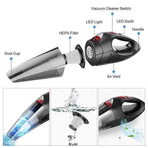 RIKIN Aspirateur À Main Sans Fil Rechargeable Aspirateur Portable Puissant 8500Pa 120w Filtre HEPA Pour Maison Voiture Bureau Table