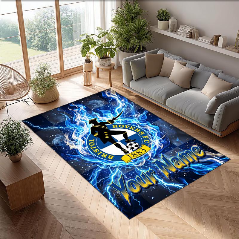 Bristol Rovers Printed Crystal Velvet Rug Non‑Slip Crystal Velvet Carpet For Sofa Bedroom Indoor Home Decoration