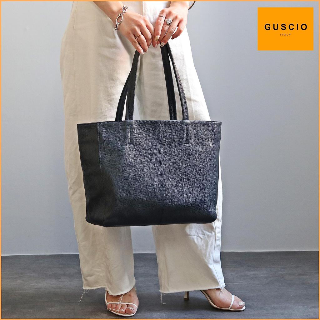 Guccio Leather Women's A4 Size Genuine Leather Bag, High-Quality 100% Cowhide Leather, Zippered Tote Bag, Unisex, Shoulder Bag, Simple Design,