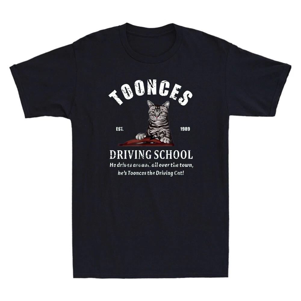 Toonces Driving School Est. 1989 Funny Driving Cat Graphic Vintage Men s T-Shirt S