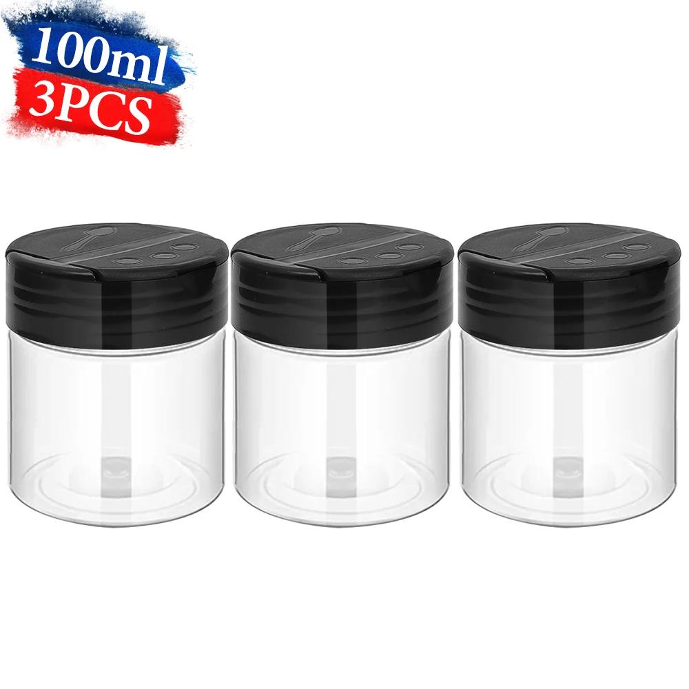 Transparent Seasoning Jars with Shaker Lids Salt Pepper Shaker Bottles Spices Condiment Storage Boxes Powder Storage Container