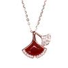 Exquisite Russian 585 Purple Gold Flash Diamond Redstone Maple Leaf Plated Rose Gold Pendant French Exquisite Colored Gold Necklace