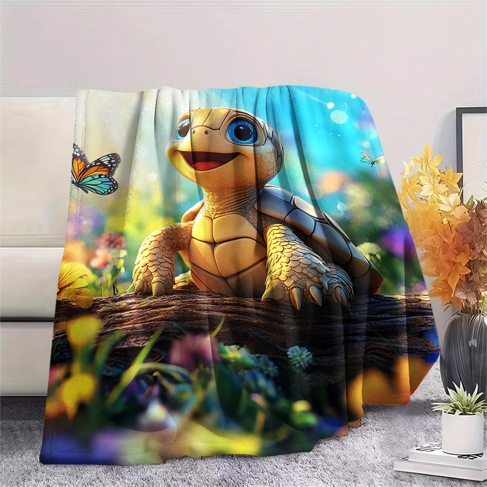 Tortoise Print Flannel Blanket, High quality Comfortable for All Seasons, Home Decor, Warmth and Comfort, Perfect for Christmas Gifts