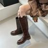 Coffee brown boots, children's thick soles are not over the knee, Martin boots, autumn and winter new retro cycling boots, Spice Girls pant tube boots