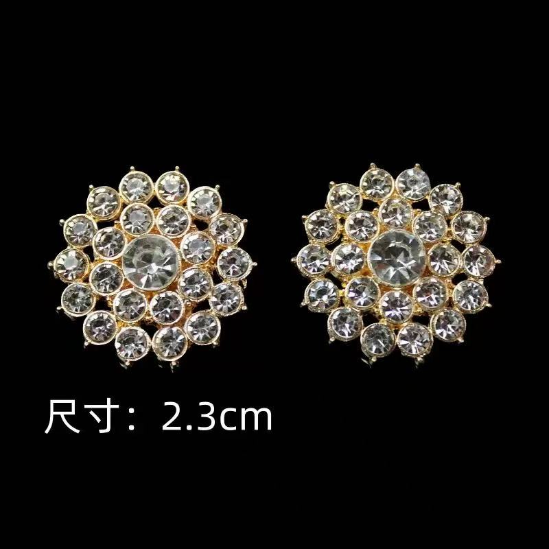 10pcs New Sunflower Round Diamond Metal Buttons for Clothing Women Shirt Cardigan Decorative Sewing Accessory