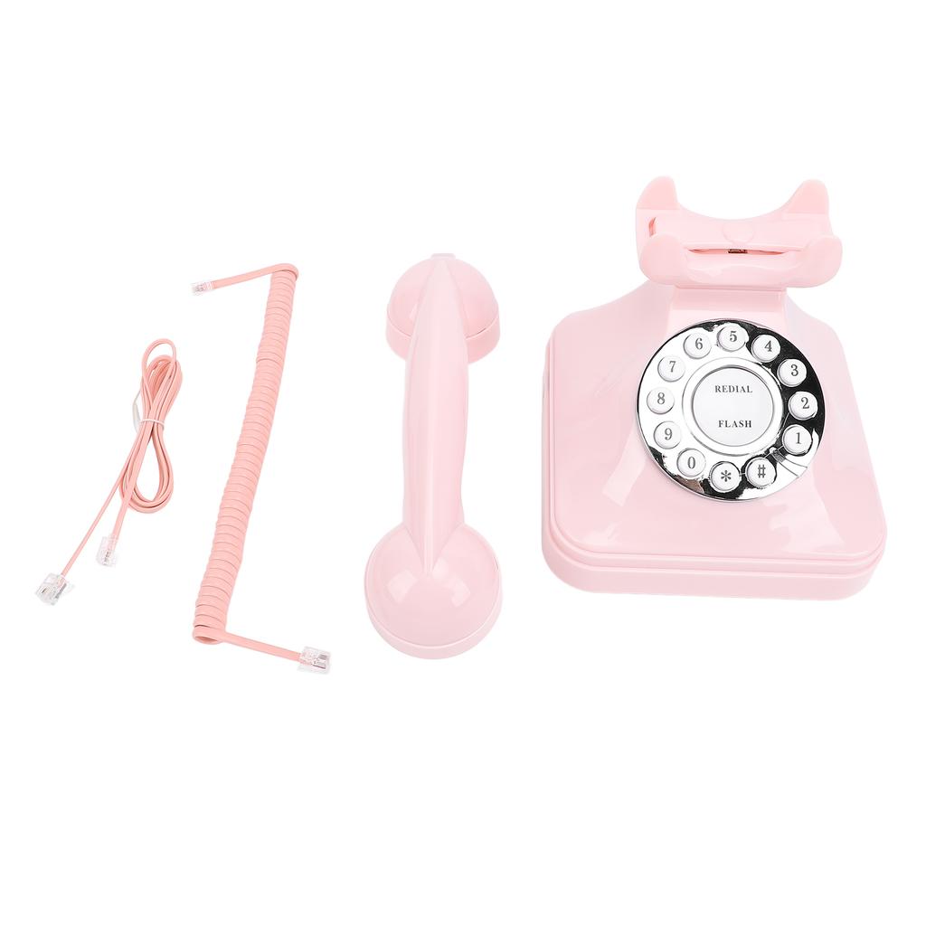 Retro Telefon Obrotowy z Tarczą Czysty Głos Przechowywanie Numerów Vintage Telefon Stacjonarny Staromodny Telefon Przewodowy do Domu Kawiarni