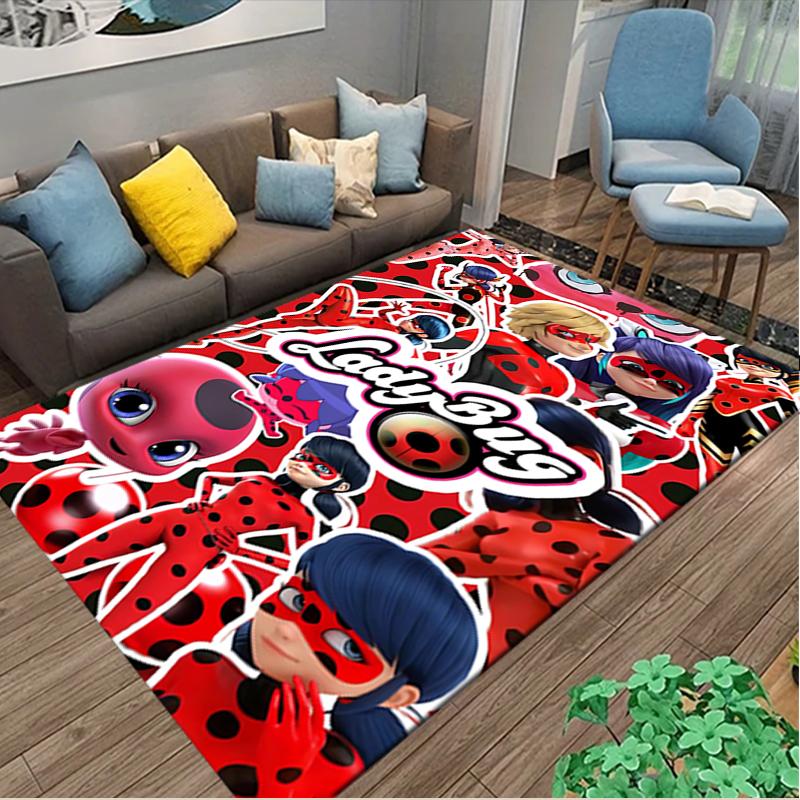 [Ladybug Printed Carpet] Durable Home and Office Area Rug, Kitchen Farmhouse Decorative Floor Mat