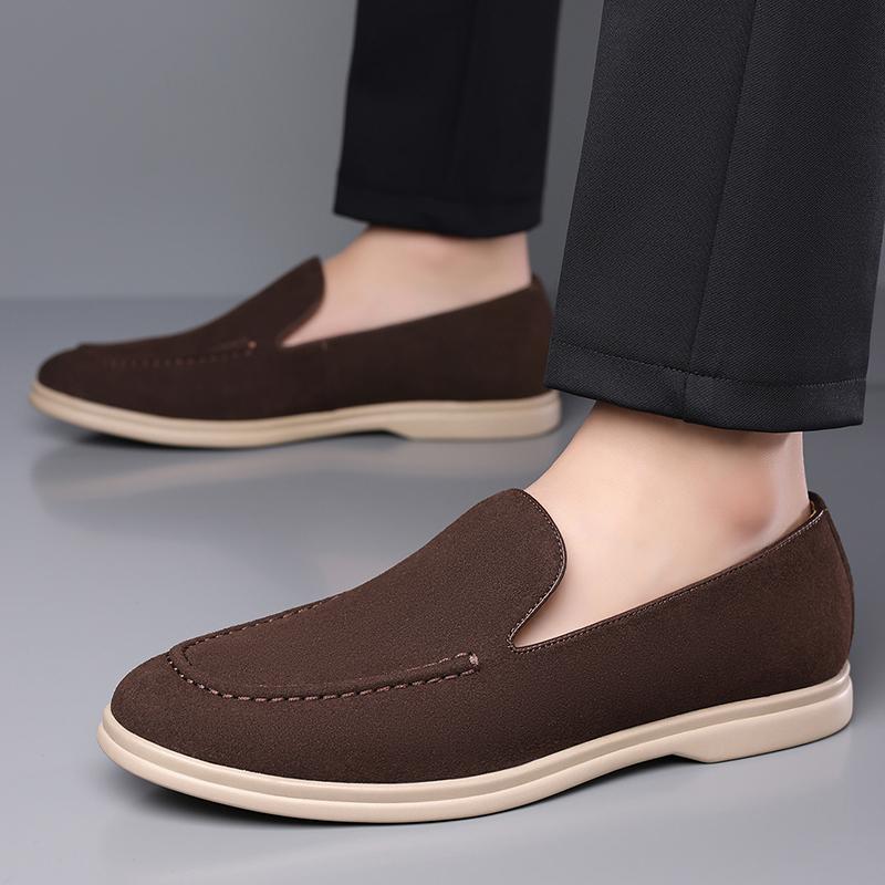 Retro British Style Soft Soled Lazy Shoes, Casual Boat Shoes High Quality Men'S Frosted Leather Comfortable Round Toe Loafers