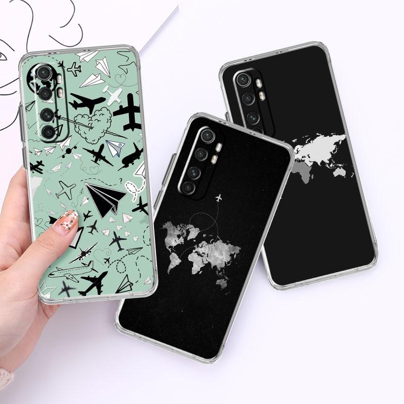 

Case for Xiaomi Mi 12X 11 Lite 11T 10T 5G 9T 12 Note 10 Lite 11X Poco M3 X3 Pro Planes Map Designs Soft Back Cover Phone Shell