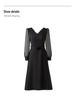 Nanyou Women's Spring V-Neck Lace Patchwork Crystal Waist-Cinched Dress