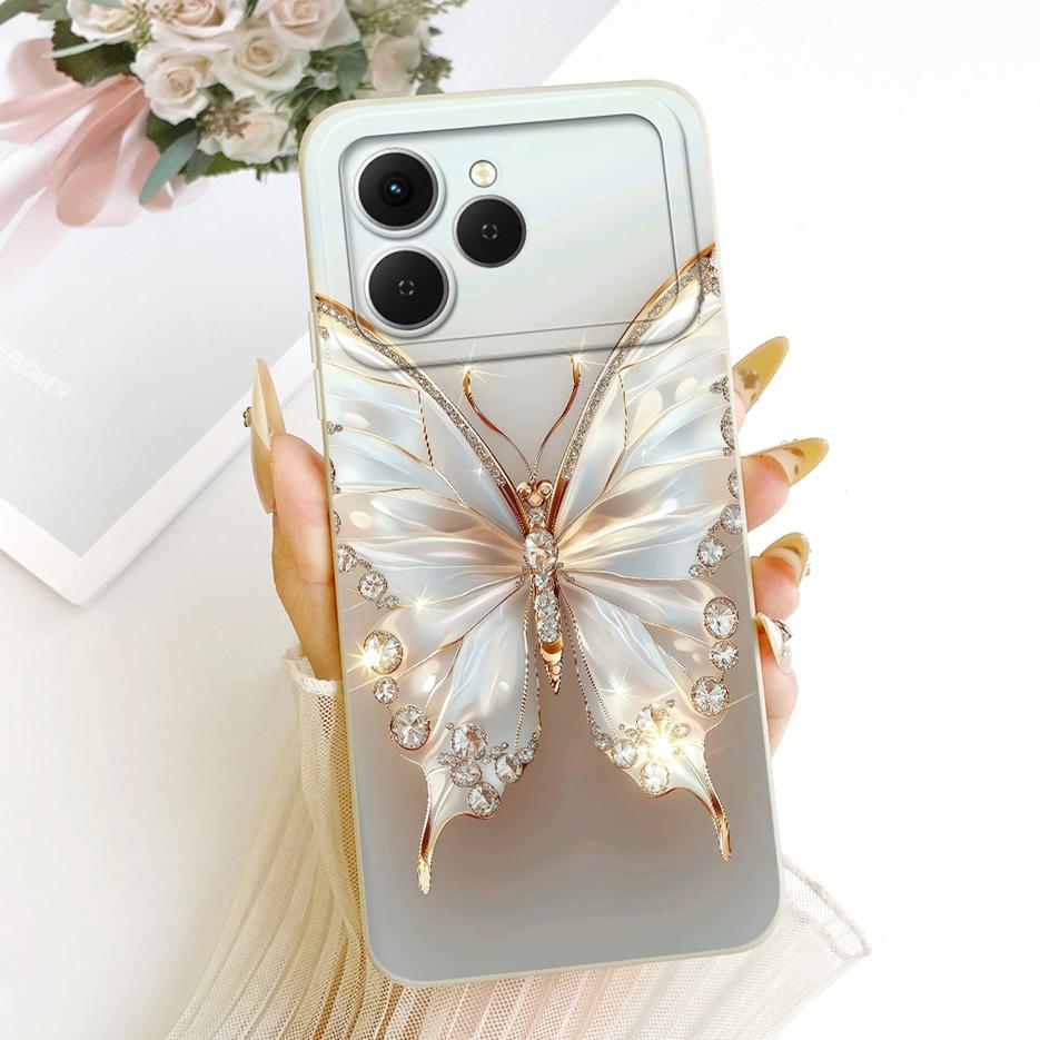 Per Tecno Spark 40 Custodia KM5 Nuova Lusso Fiori Caramella Verniciata Copertura Morbido Silicone Custodia Telefono Per Tecno Spark 40C Spark40 C Fundas