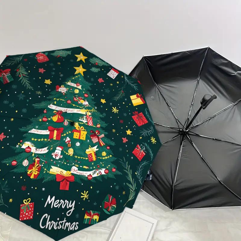 1pc Christmas Tree Decorations Umbrella with Plastic Handle,Suitable for All Seasons Home Travel Outdoor UmbrellaDD1300