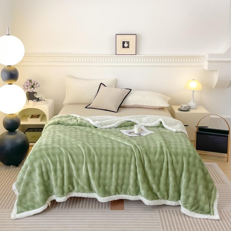 Nordic Style Bubble Lamb Wool Double-layer Blanket Four Season Universal Plush Thickened Multifunctional Public Room Nap Blanket