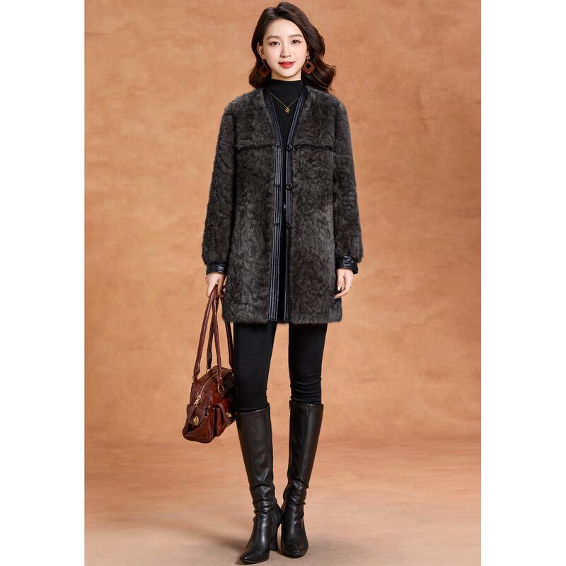 Kebeier Women's Elegant Thickened Faux Fur Mid-length Coat
