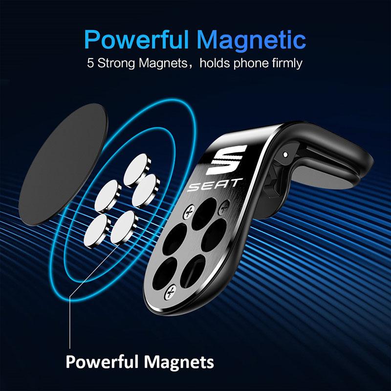 Magnetický stojánek na telefon do auta s držákem na větrací mřížku pro Seat Leon Ibiza Alhambra Exeo Altea Arona Mii IBL Autopříslušenství