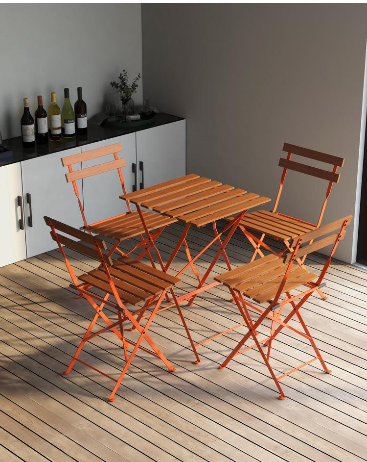 Outdoor Solid Wood Folding Balcony Table and Chair Set - 3-Piece
