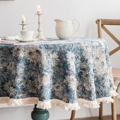 Runde Retro Pastorale Tischdecke Quadratisch Europäisch Amerikanisch Baumwolle Leinen Esstisch Quastenabdeckung Teetisch Schreibtisch Tischmatte