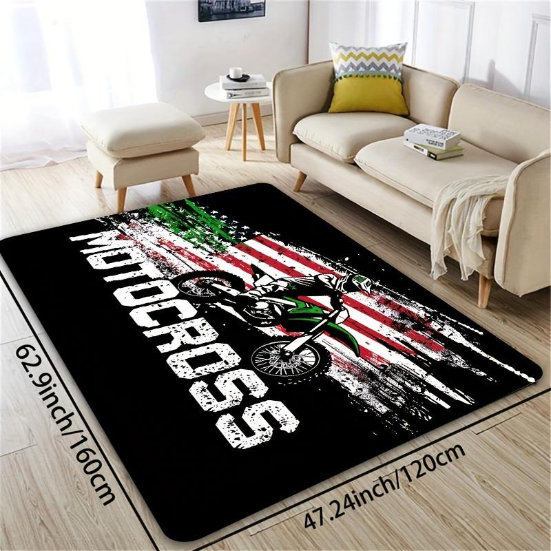 1pc/8Mm Motorcycle Off-Road Race E-Sports Room Carpet, Laundry Room Mat, Bathroom Rug, Kitchen Mat, Living Room Carpet, Bedroom Rug, Indoor