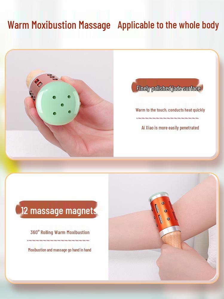 Jade Moxibustion Handheld Facial Roller - Portable Warm Therapy Tool for Home