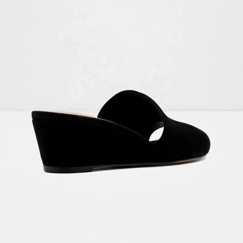 Women Temperament Slippers 3cm Velvet Mules Wedge Sandals Slipper Open Toe High Heels Casual Dress Party Woman Shoes Plus Size