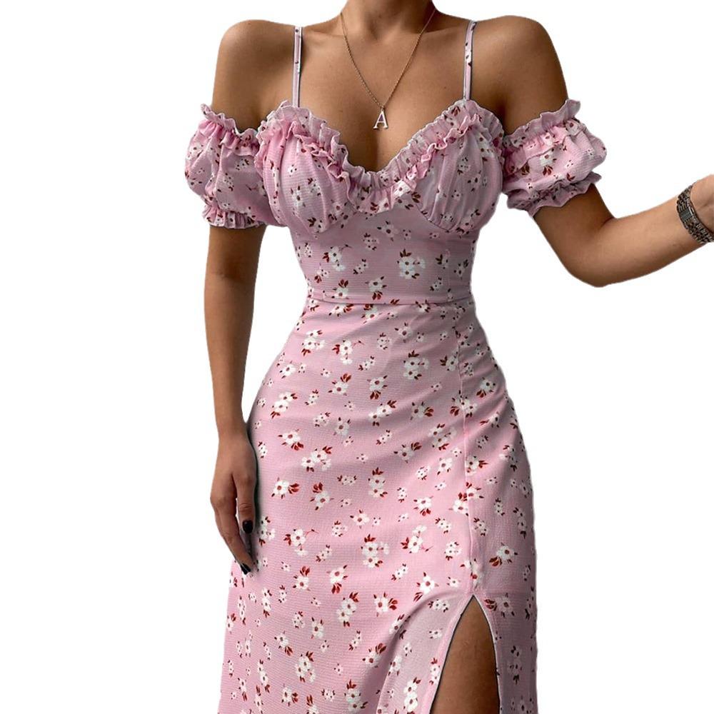 Women's Floral French Midi Dress: Sexy Slim Fit with Adjustable Straps, Available in 5 Colors and Sizes.
