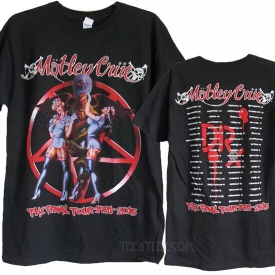 Motley Crue The Final Tour 2015 Black 2 Side Cotton Tshirt Unisex S5XL Unisex T-Shirt L