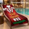 Custom Text Wales Rugby Print Beach Towel Large Towel For Home Bathroom Beach