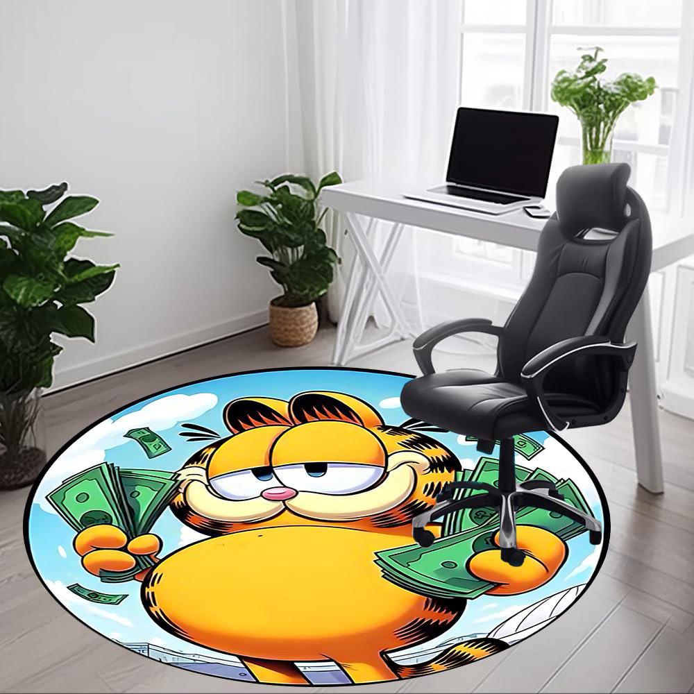 1pc Garfield Chair Carpet for Office Non-Slip, Soft & Comfortable, Carpet for Office, Gaming, Lightweight Round Floor Mat