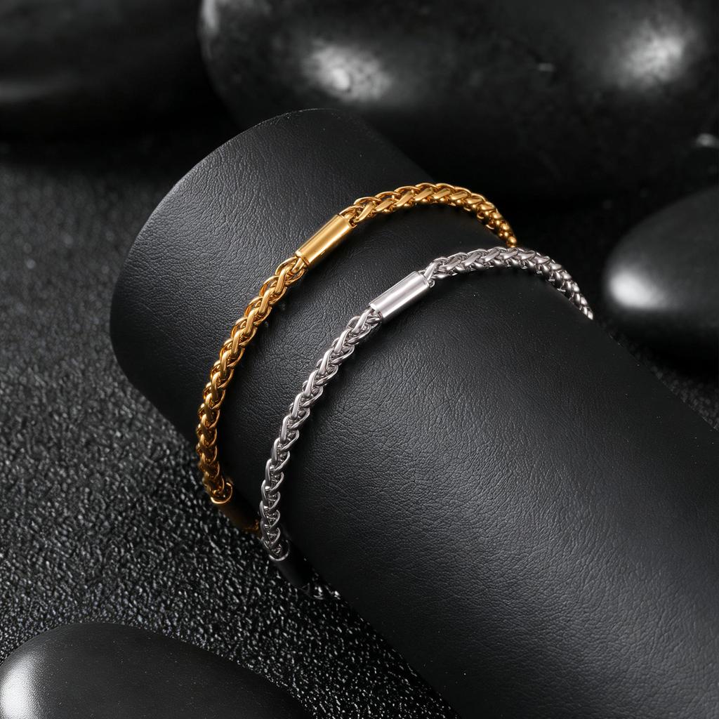 Vnox Gold Sliver Color Stainless Steel Tube Chain Bracelet Adjustable 18-23cm Basket Link Wristband Jewelry Gifts for Men Women