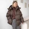 DRIPX Winter New Loose Hooded Cotton Padded Coat Women Solid Color Thick Warm Casual Quilted Apparel